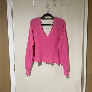 NWOT Fate V Neck, Long Sleeve Distressed Women’s Sweater Size Medium